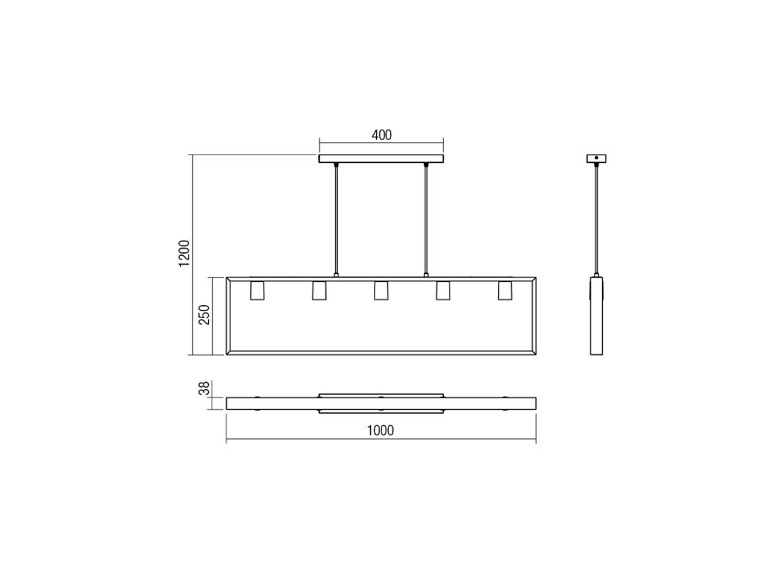 Závěsné svítidlo Timber, černé, dřevo, 5xE27, 100cm