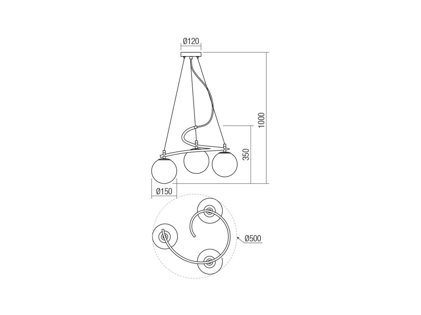 Závěsné svítidlo Volley, matně zlaté, 3xE14, ø50cm