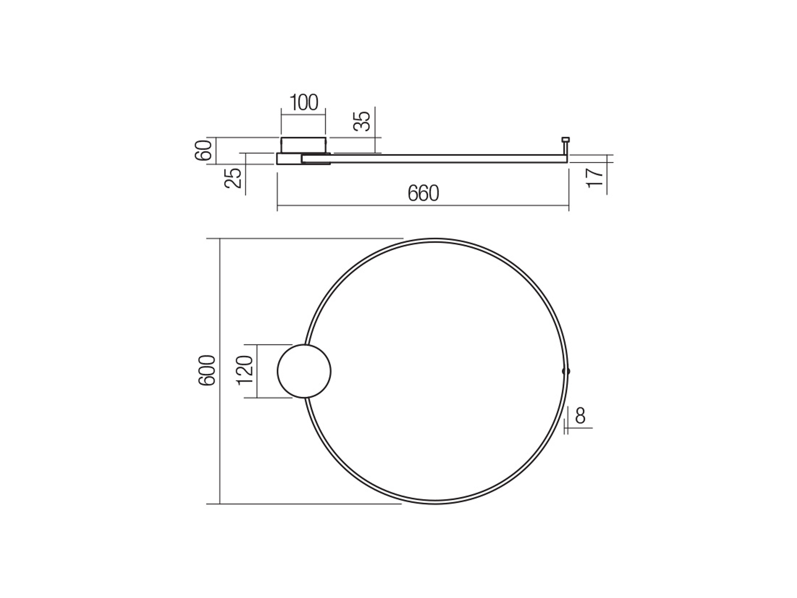 Stropní LED svítidlo Atom, pískově černá, mosaz, 20W, 3000K, ø60cm