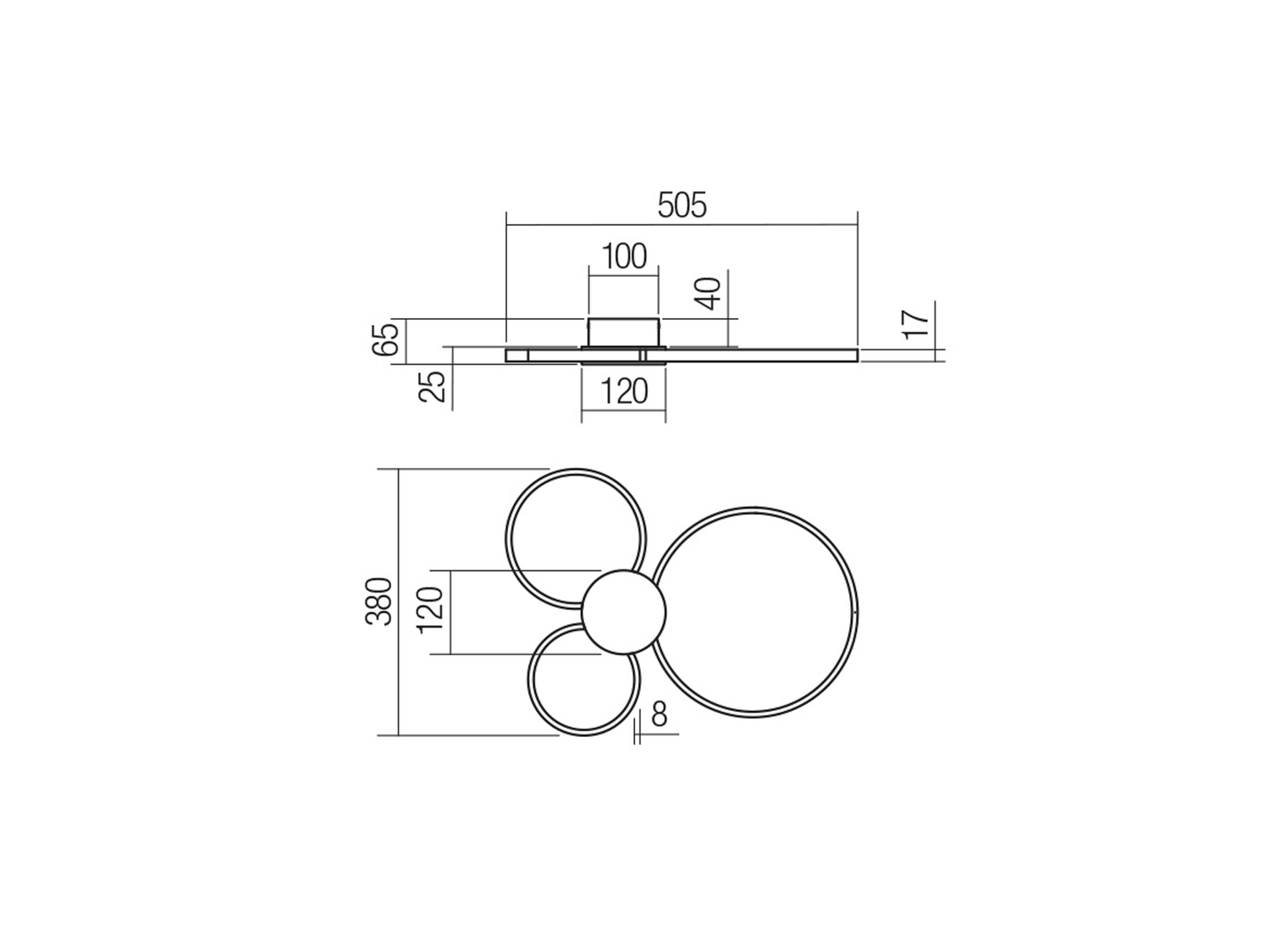 Stropní LED svítidlo Atom, pískově černá, mosaz, 20W, 3000K, 50,5cm