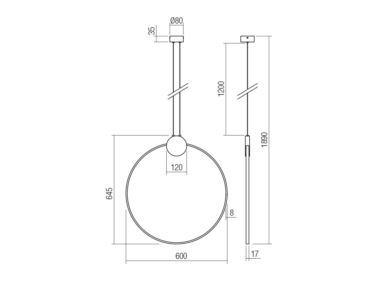 Závěsné LED svítidlo Atom, pískově černá, mosaz, 20W, 3000K, ø60cm