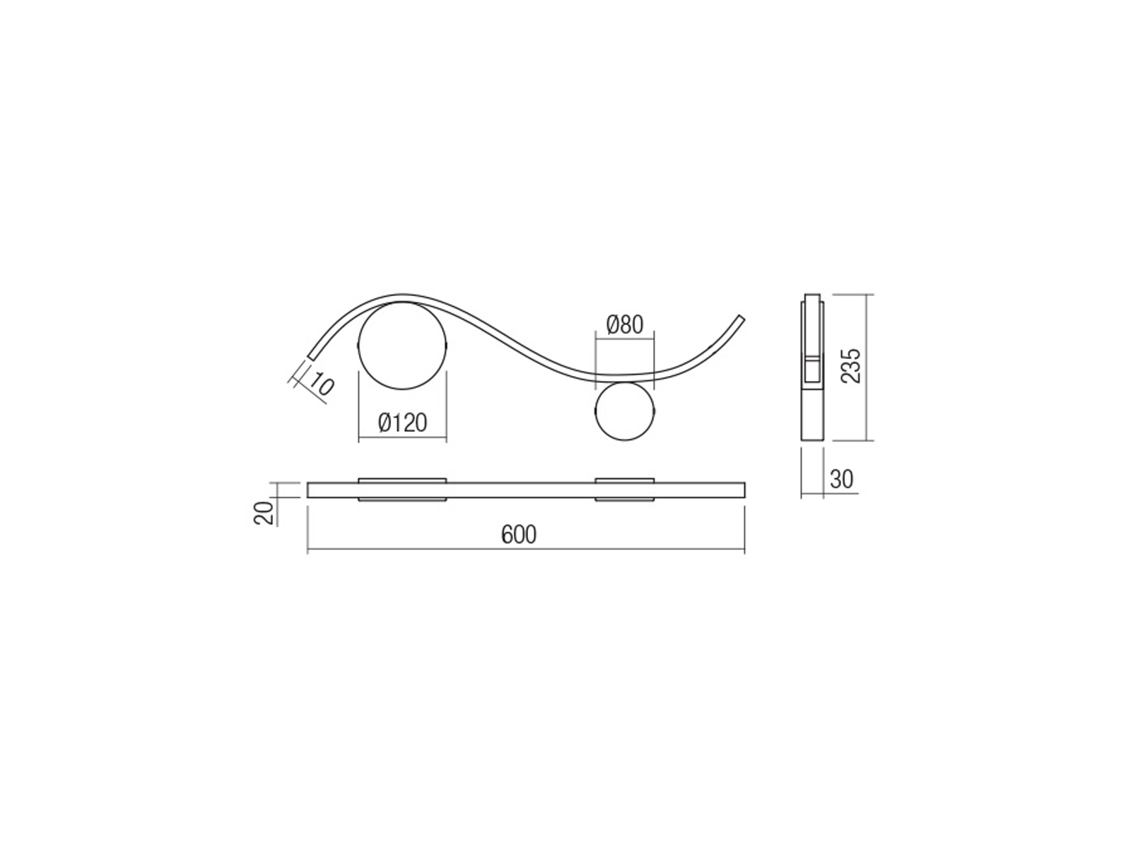 Nástěnné LED svítidlo Wave, pískově bílá, 9W, 3000K, 60cm