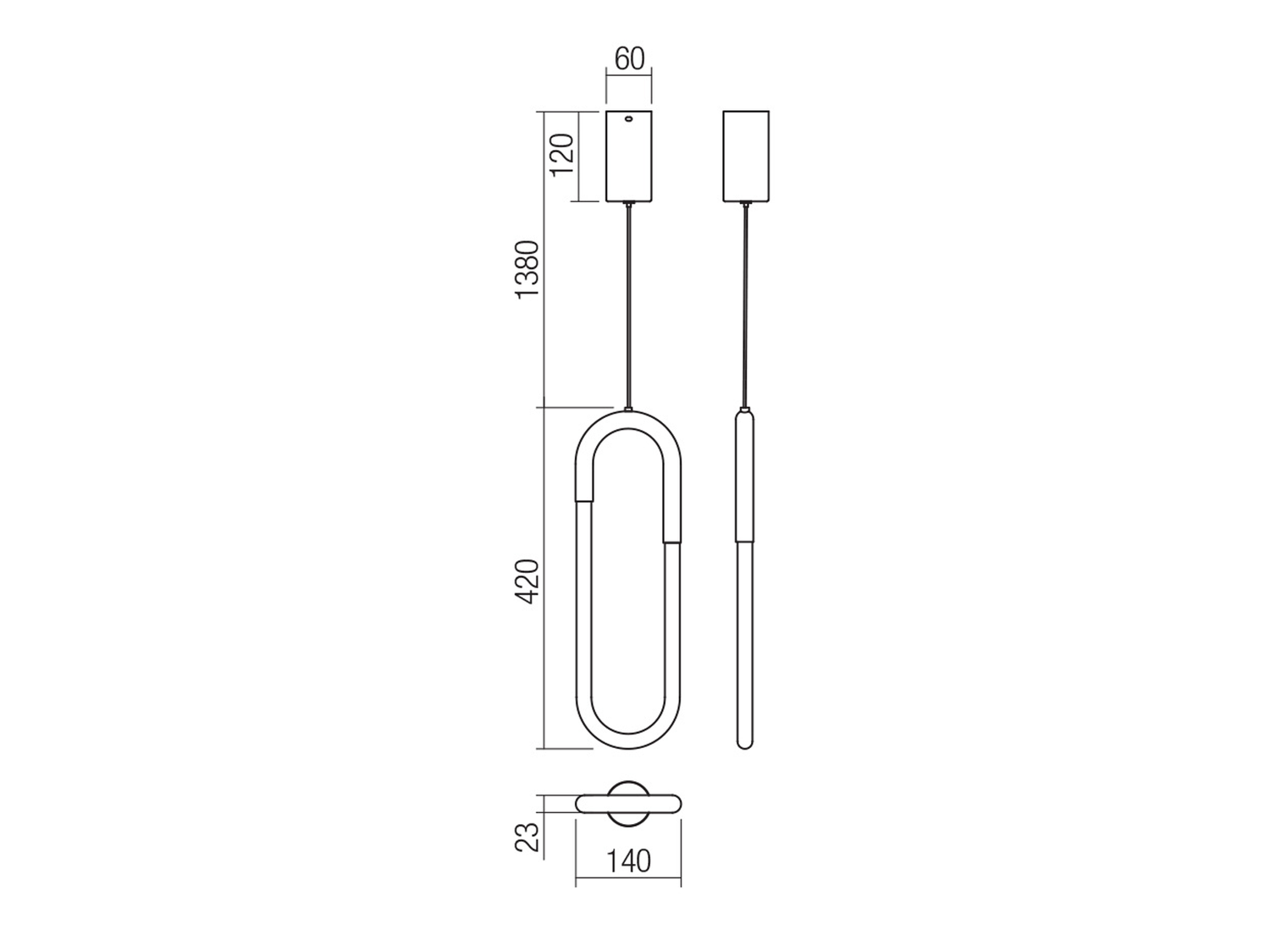 Závěsné LED svítidlo Latium, pískově černá, 9W, 3000K, 42cm