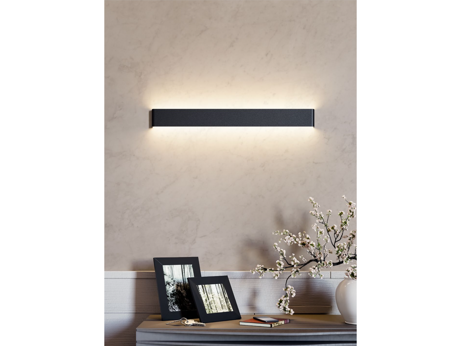 Nástěnné LED svítidlo Pepas, pískově černá, 14W, 3000K, 41cm