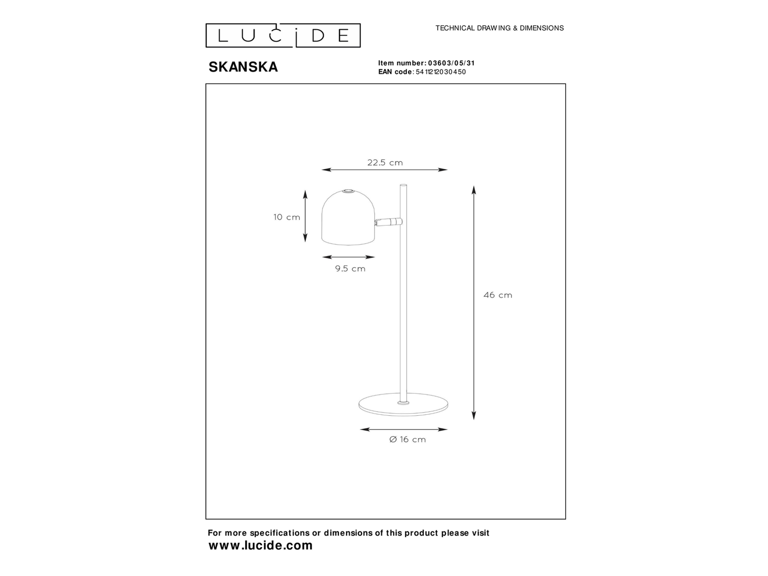 Stolní LED lampa Skanska bílá, 5W, 3000K, 46cm