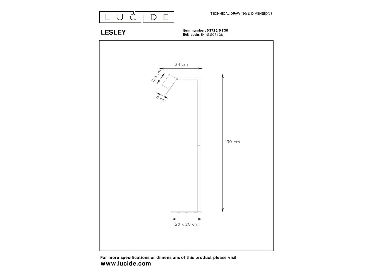 Stojací lampa Lesley, černá, GU10, 130cm