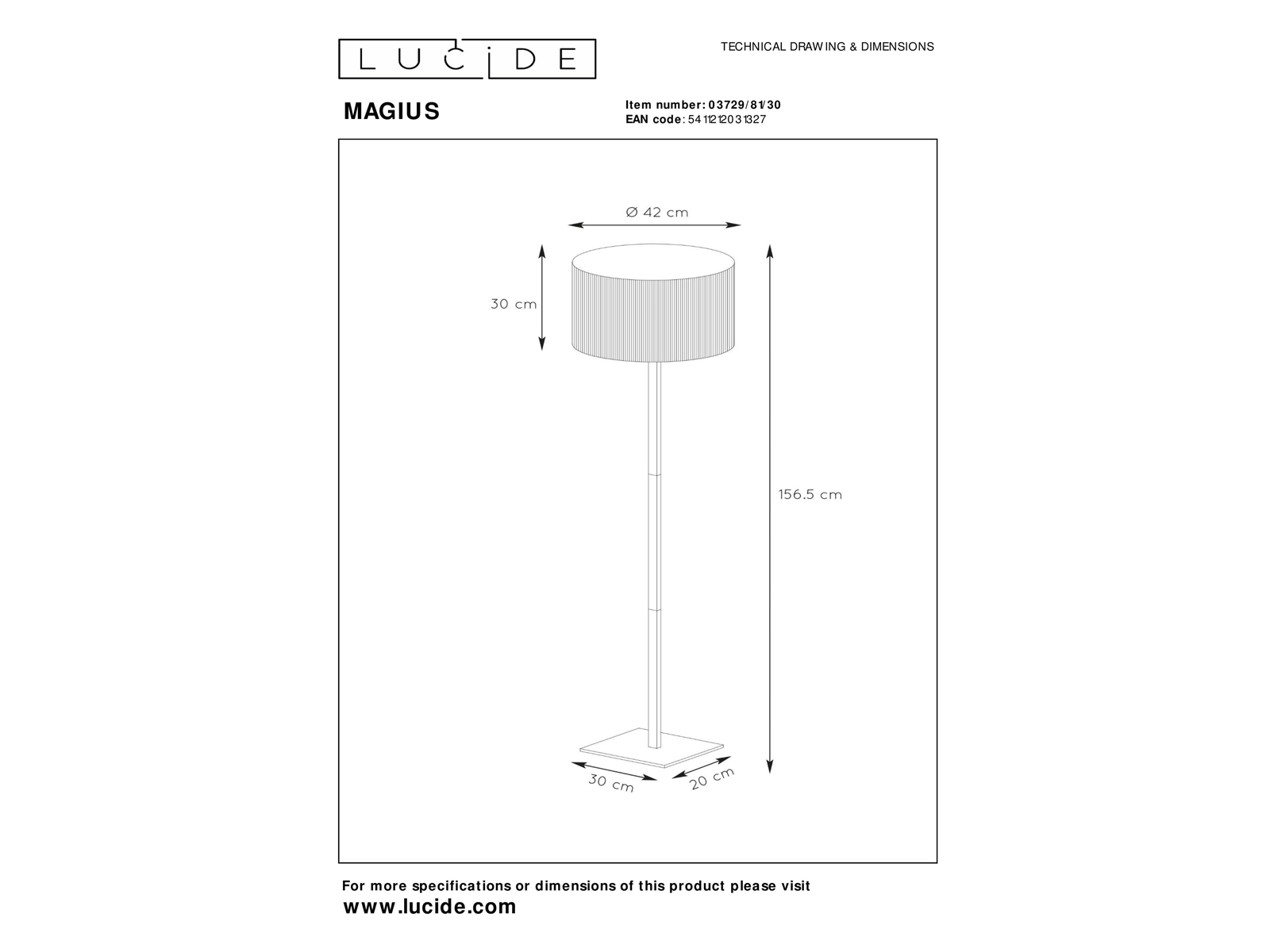 Stojací lampa Magius, přírodní, E27, 156,5cm