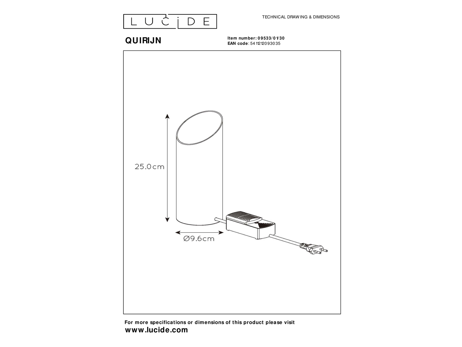 Stolní lampa Quirijn, černá, E27, 25cm