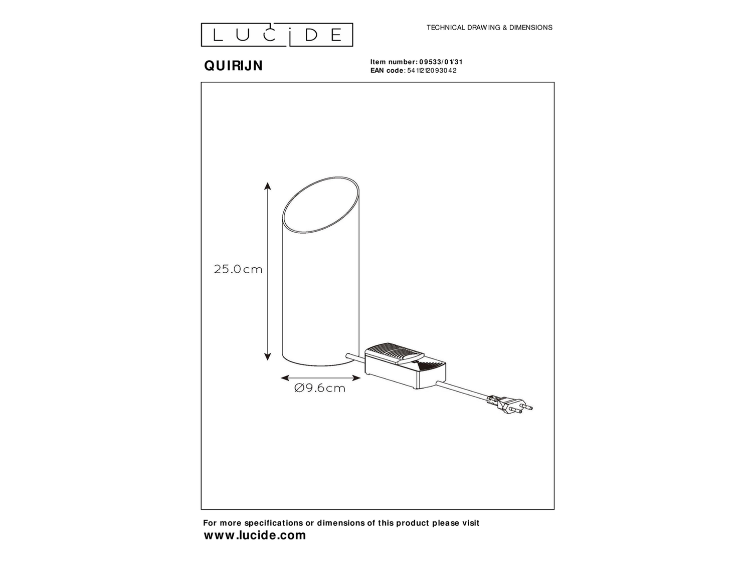 Stolní lampa Quirijn, bílá, E27, 25cm