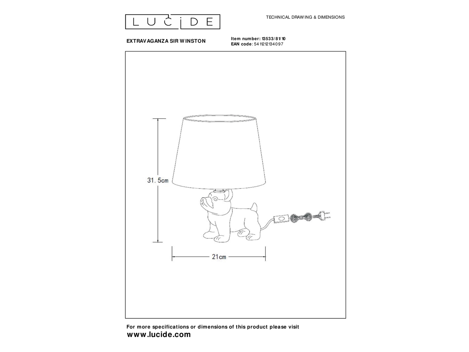 Stolní lampa Extravaganza Sir Winston, černá/zlatá, E14, 31,5cm