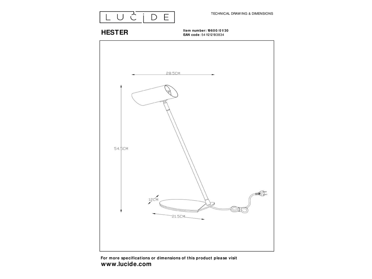 Stolní lampa Hester, antracit, GU10, 54,5cm