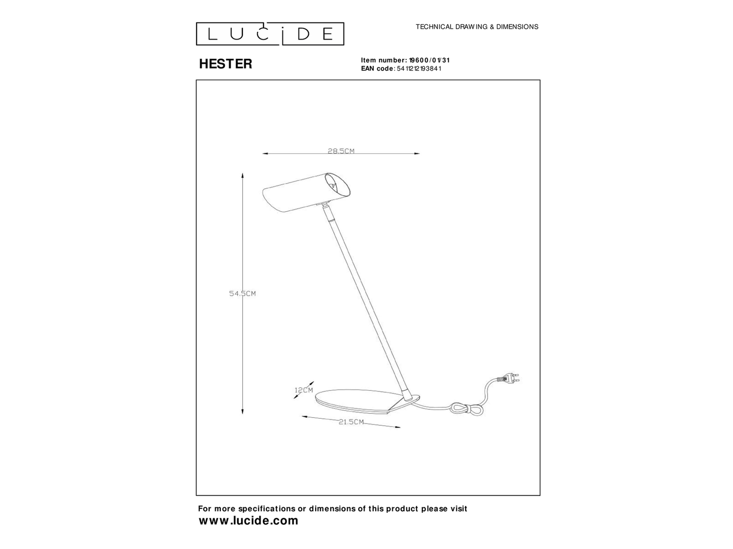 Stolní lampa Hester, bílá, GU10, 54,5cm