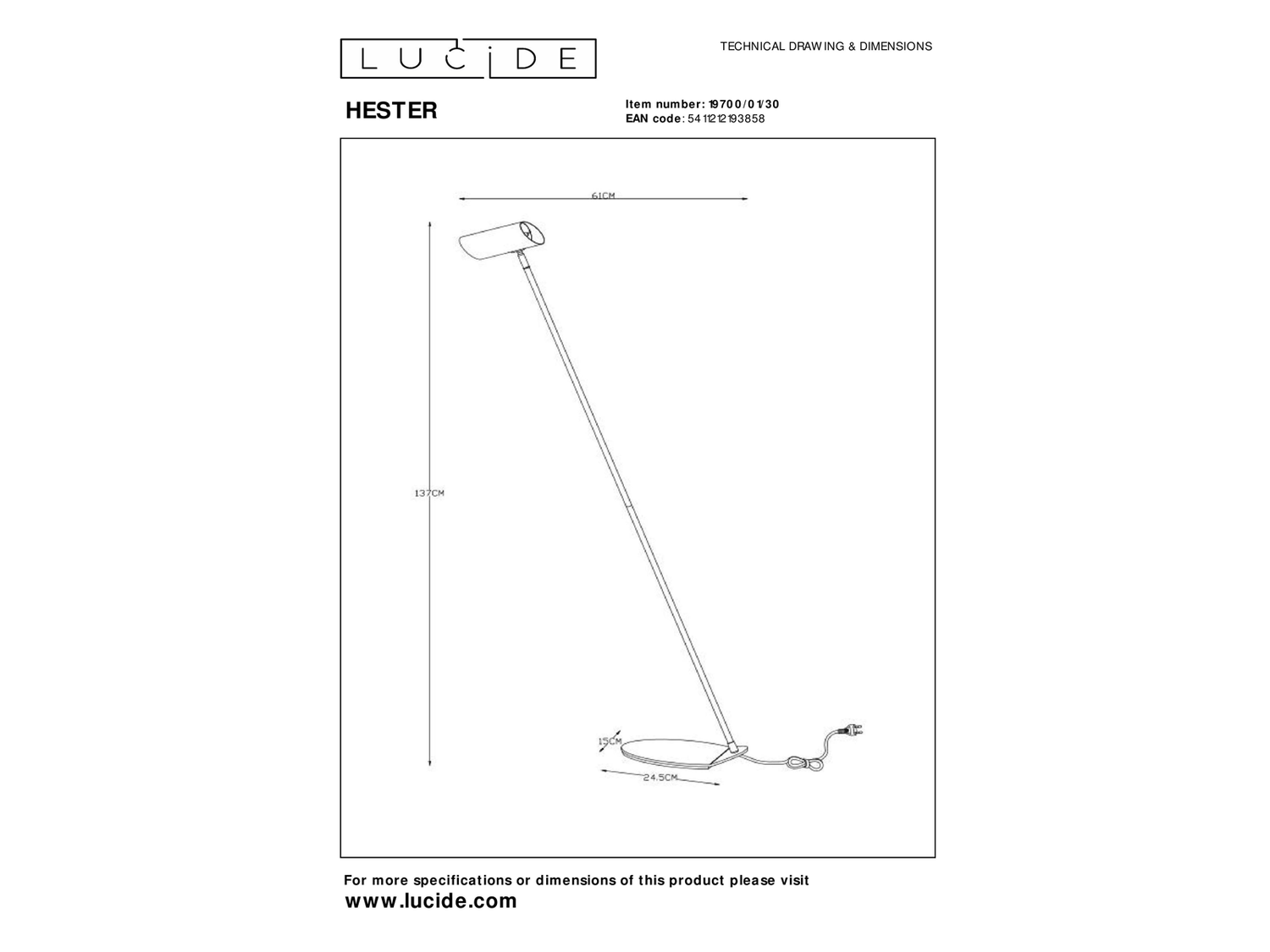 Stojací lampa Hester, antracit, GU10, 137cm