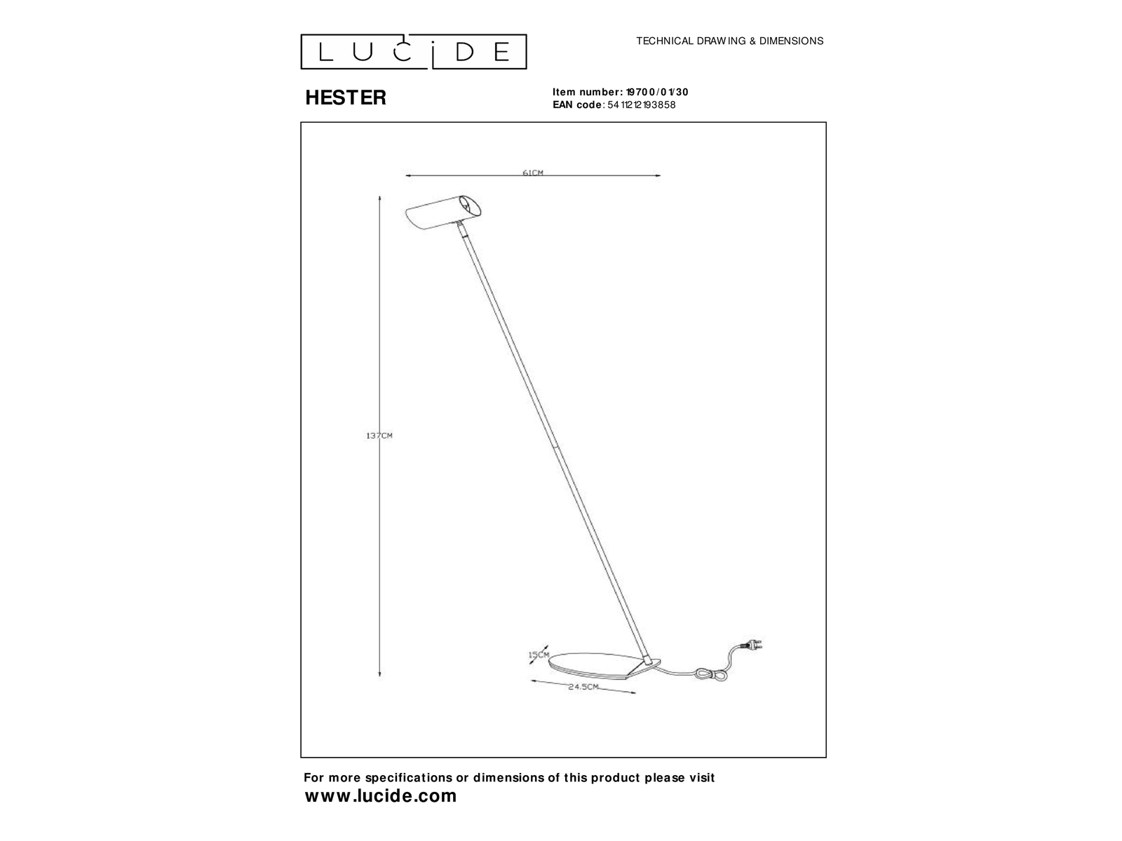 Stojací lampa Hester, antracit, GU10, 137cm