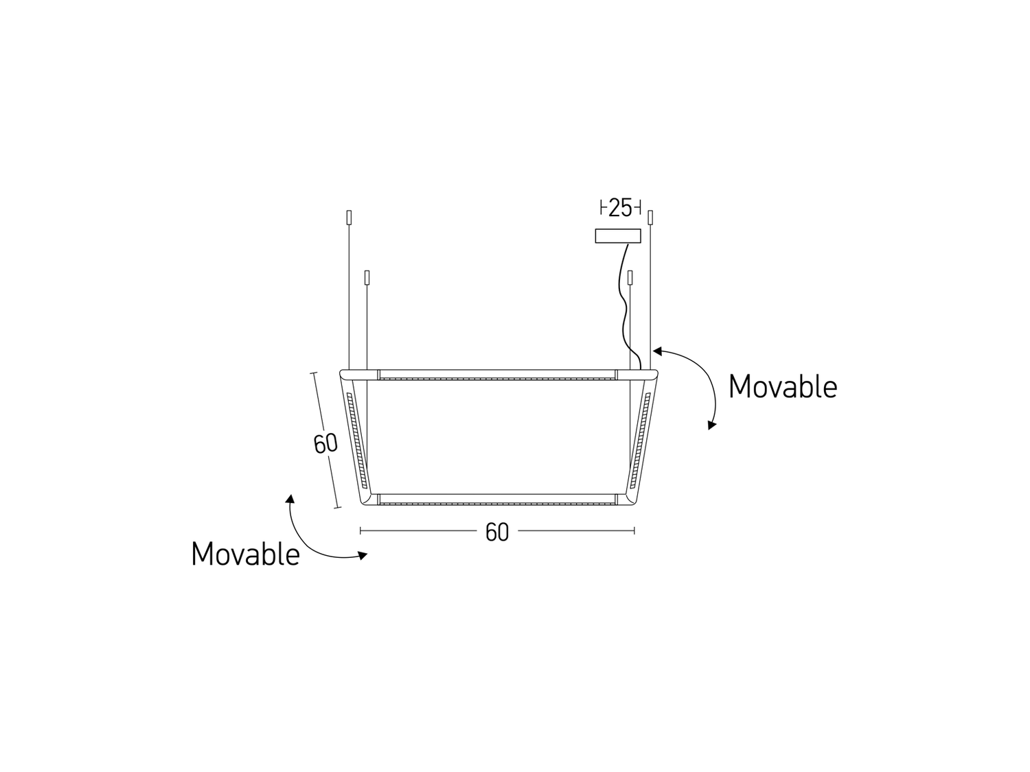 Závěsné LED svítidlo, pískově bílé, 32W, 3000K, 60cm