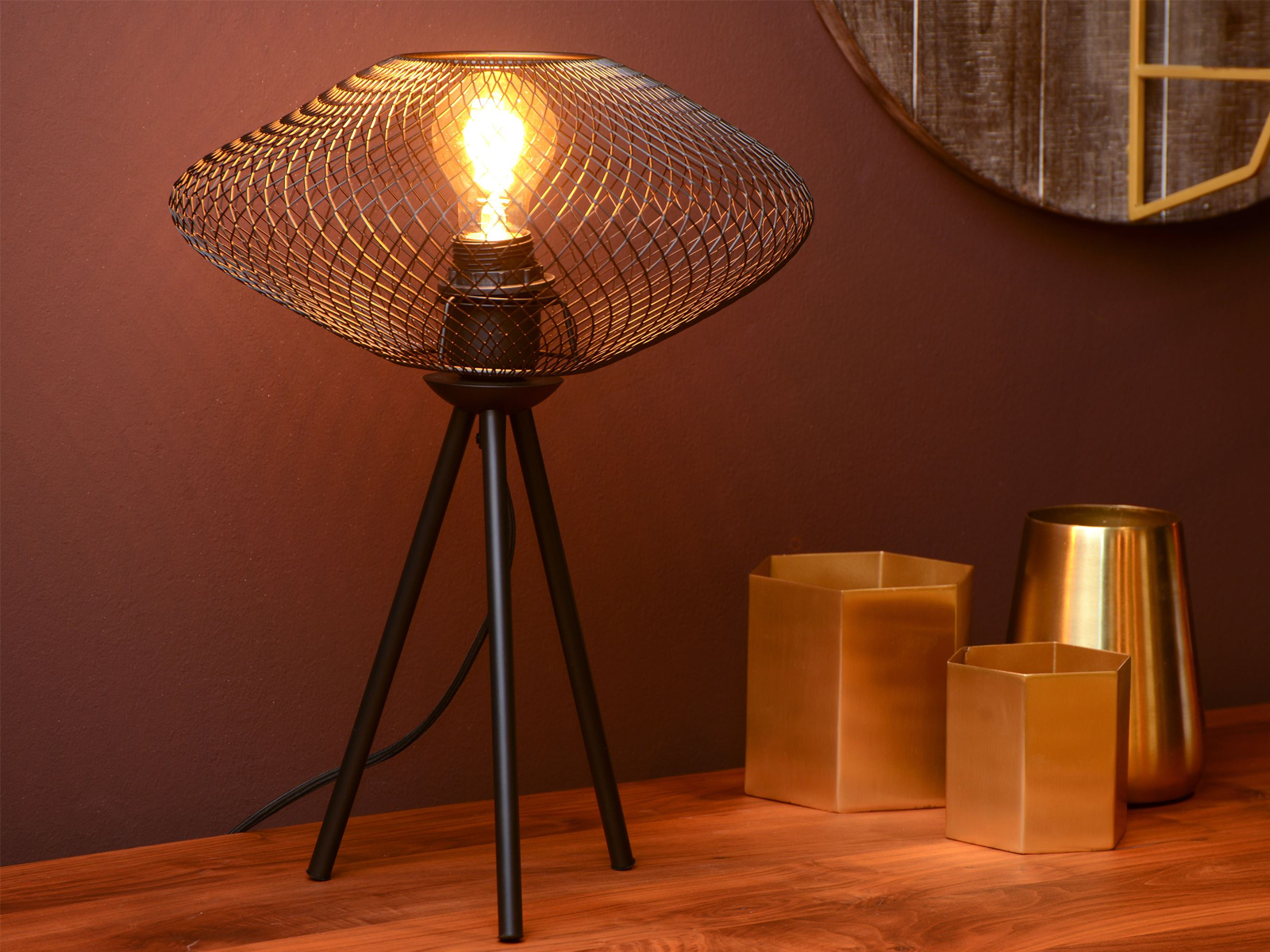 Stolní lampa Mesh černá, E27, 41cm