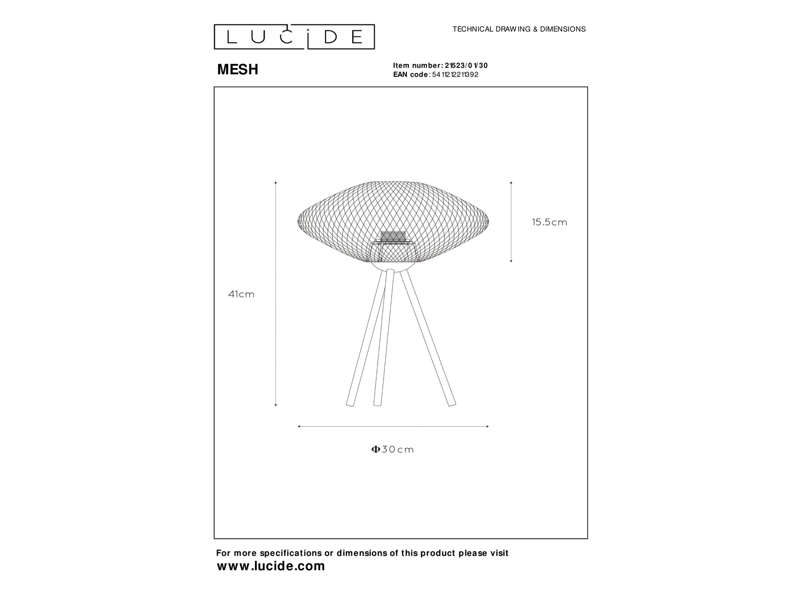 Stolní lampa Mesh černá, E27, 41cm