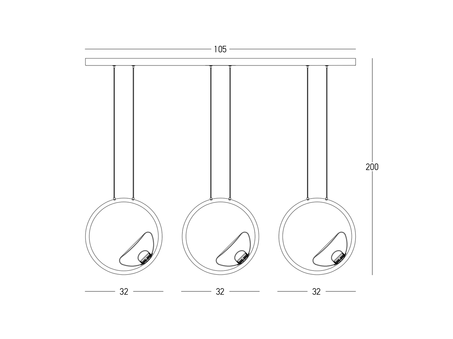 Závěsné LED svítidlo matně zlaté 21W 3xø18cm