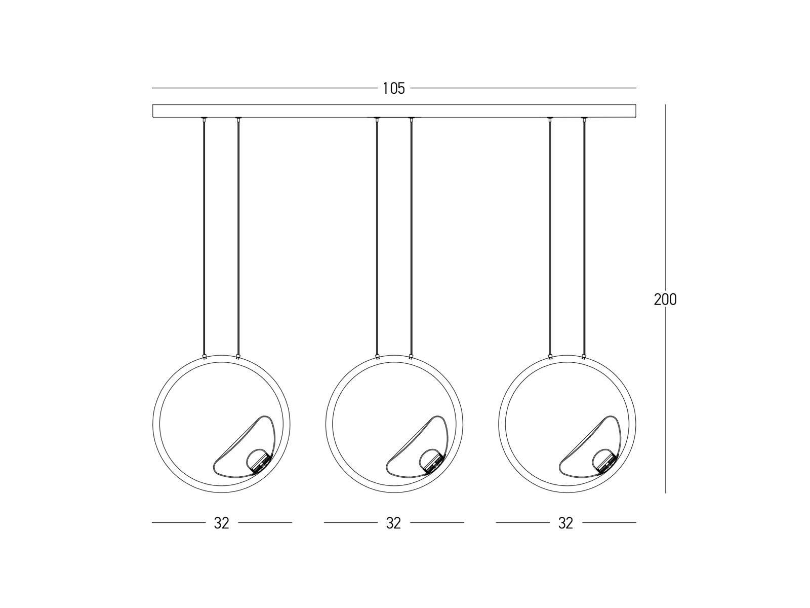 Závěsné LED svítidlo matně zlaté 21W 3xø18cm