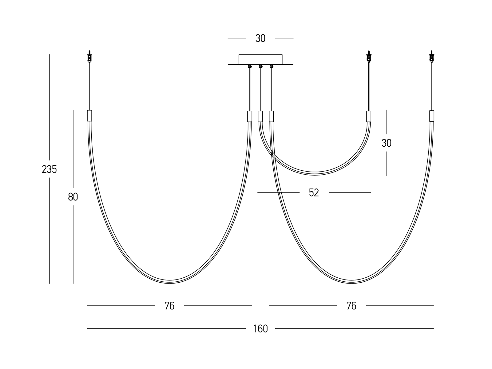 Závěsné LED svítidlo matně černé 46W 235cm