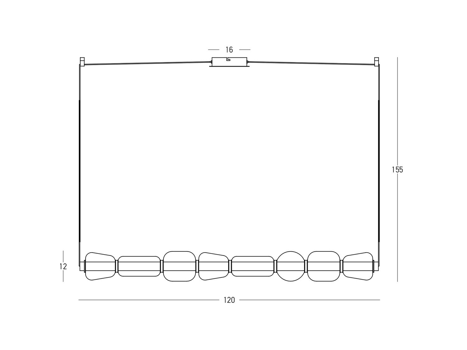 Závěsné LED svítidlo matně zlaté champagne sklo 37W 120cm