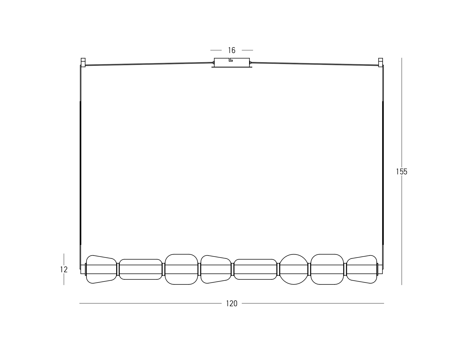 Závěsné LED svítidlo matně zlaté champagne sklo 37W 120cm