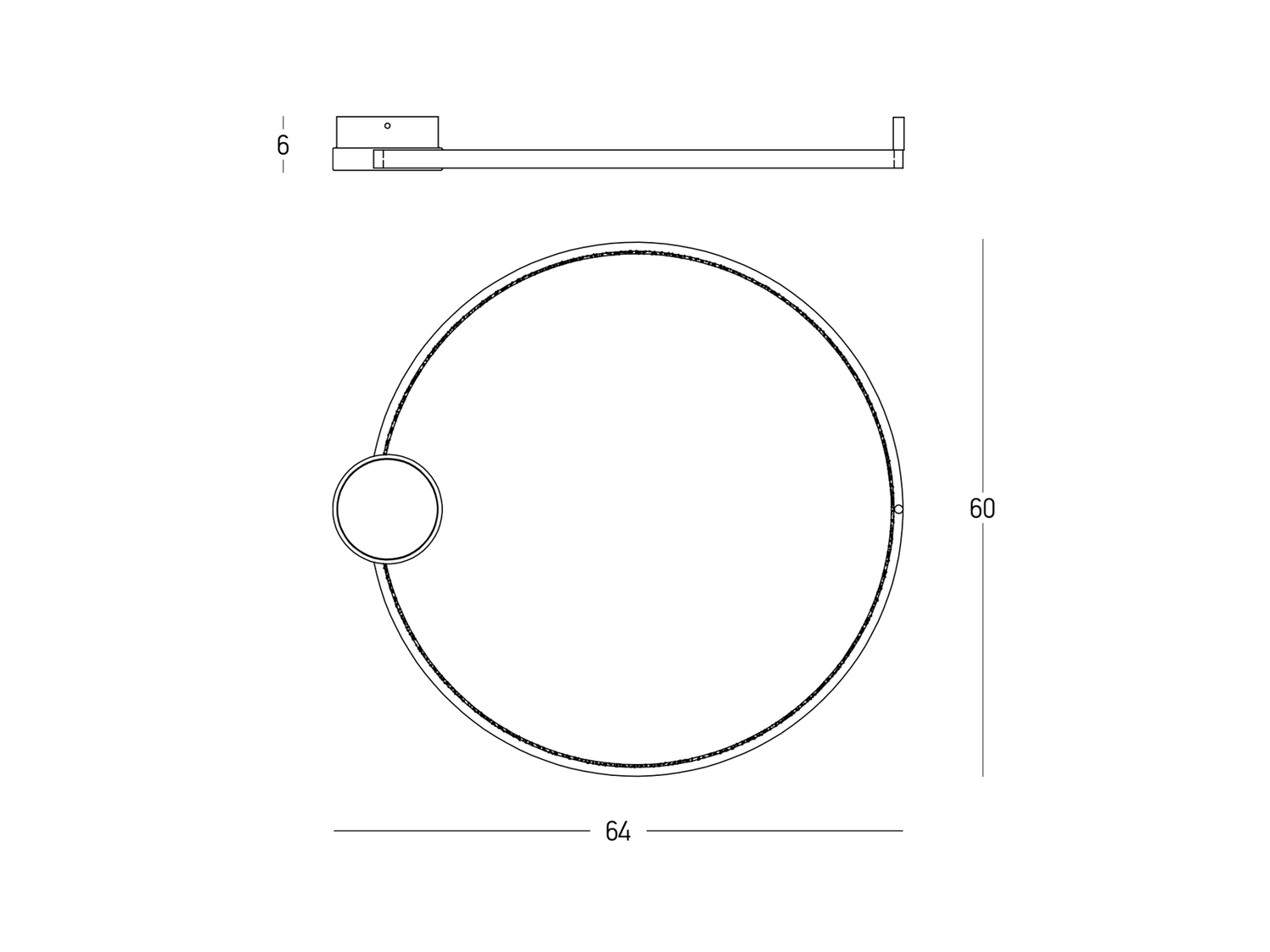 Stropní LED svítidlo kruhové matně černé 24W ø60cm