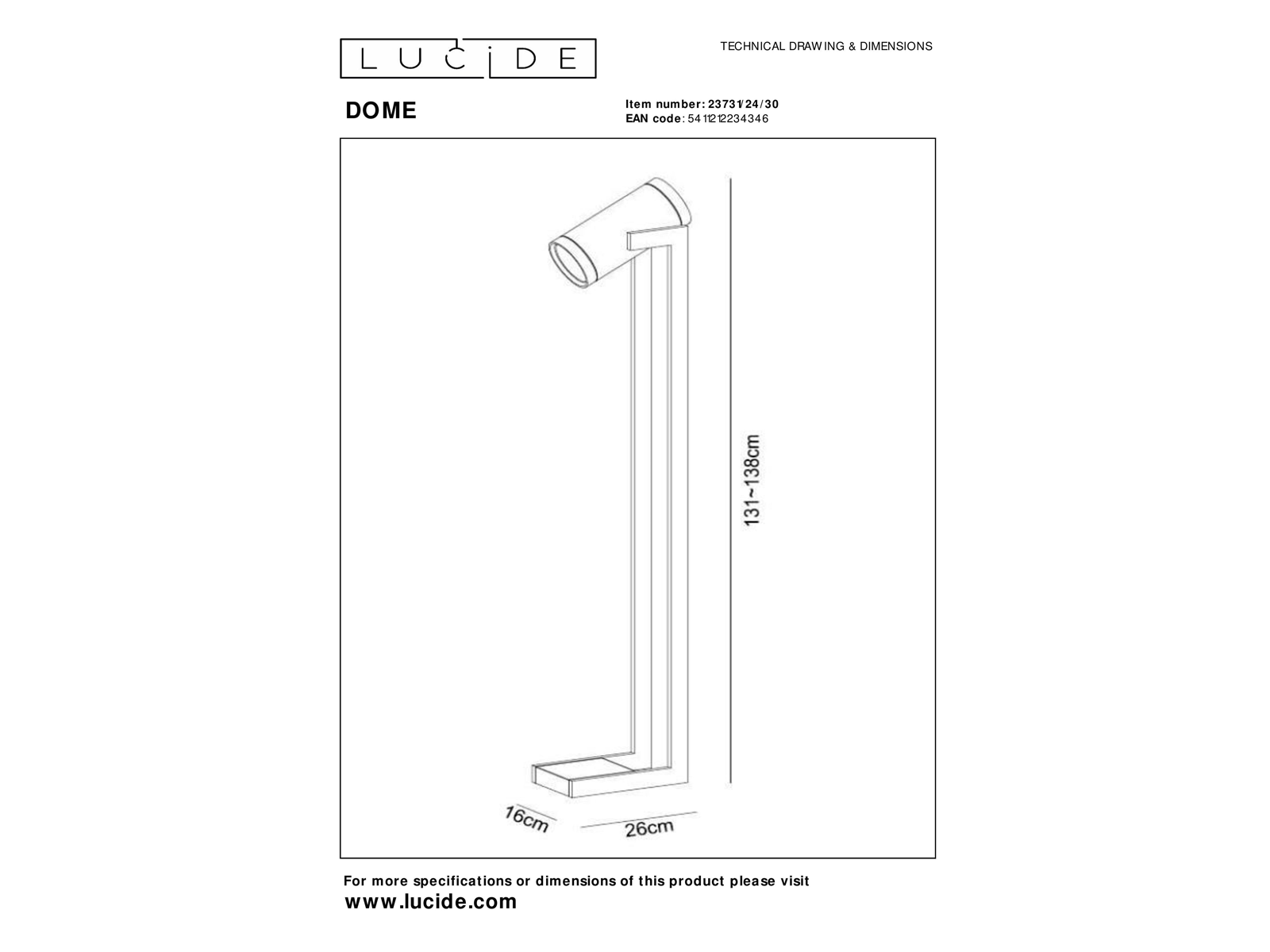 Stojací LED lampa Dome černá, 2x12W, 2200K/3000K, 131-138cm