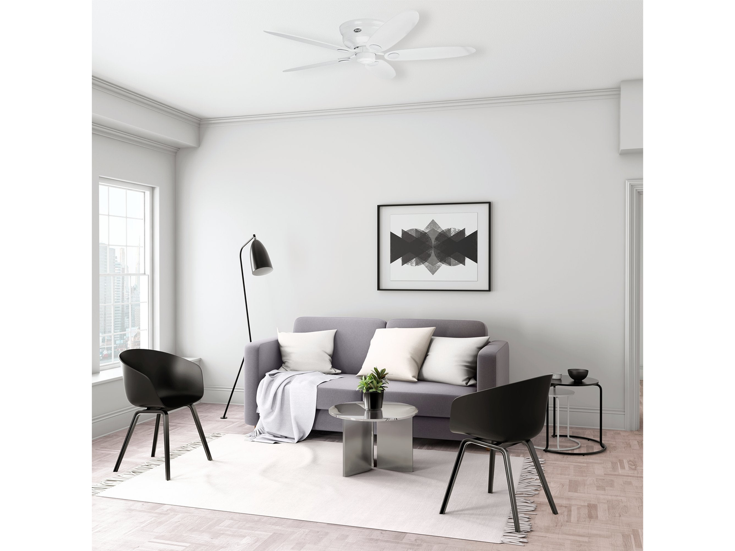 Stropní reverzní ventilátor Low Profile III, bílá, ø132/ø112cm