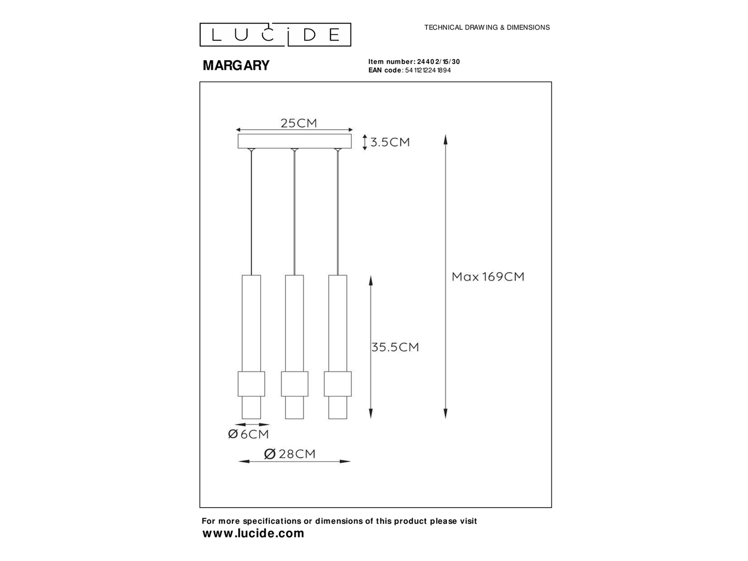 Závěsné LED svítidlo Margary černé, 3x4W, 2700K, ø25cm