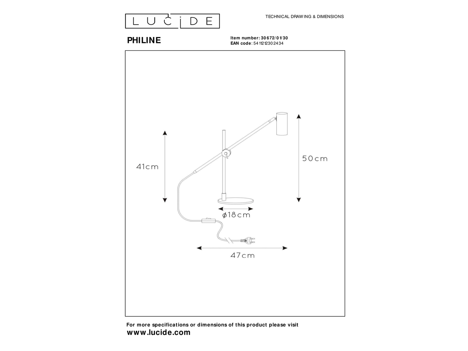 Stolní lampa Philine, černá, GU10, 50cm