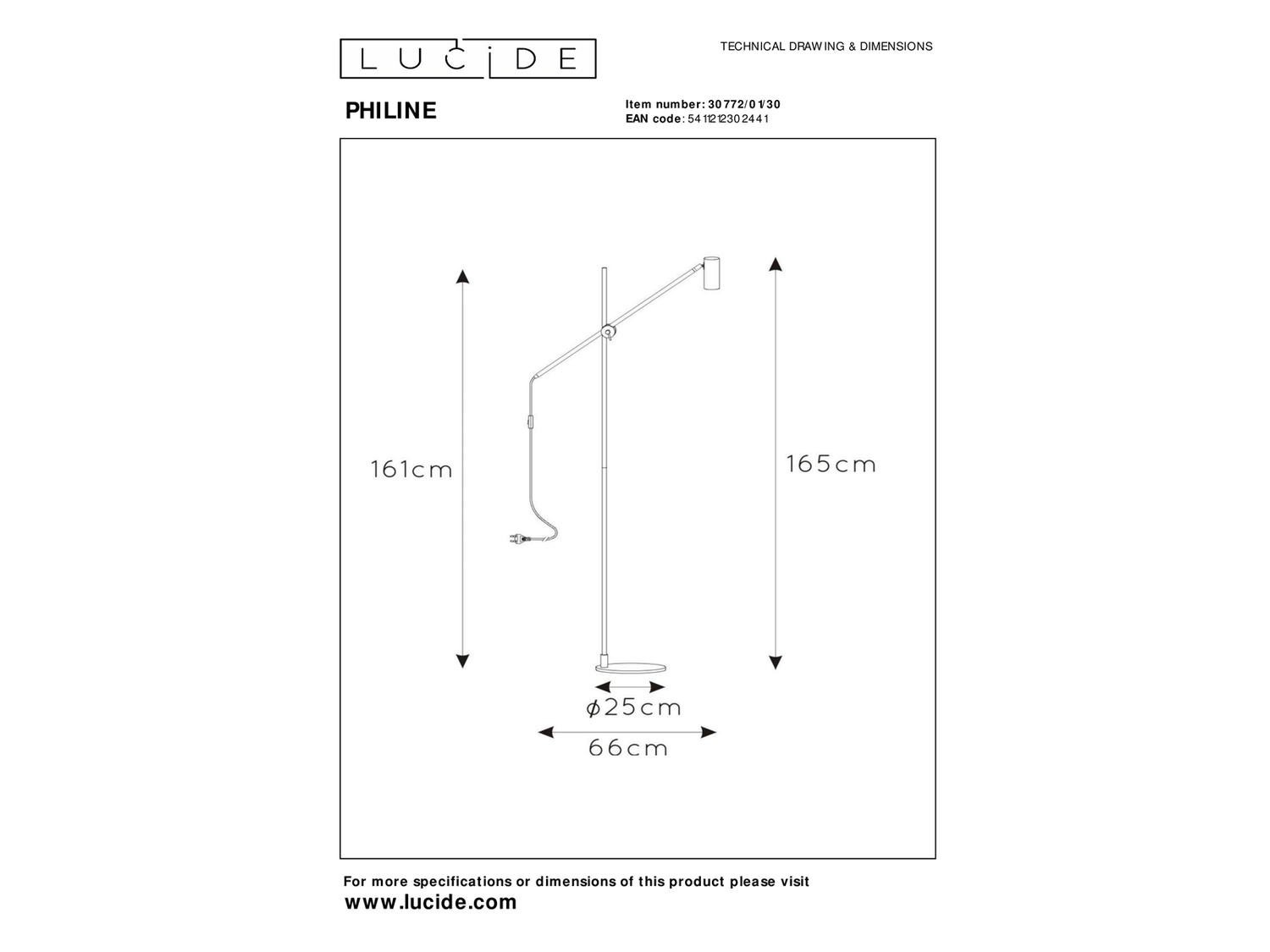 Stojací lampa Philine, černá, GU10, 165cm