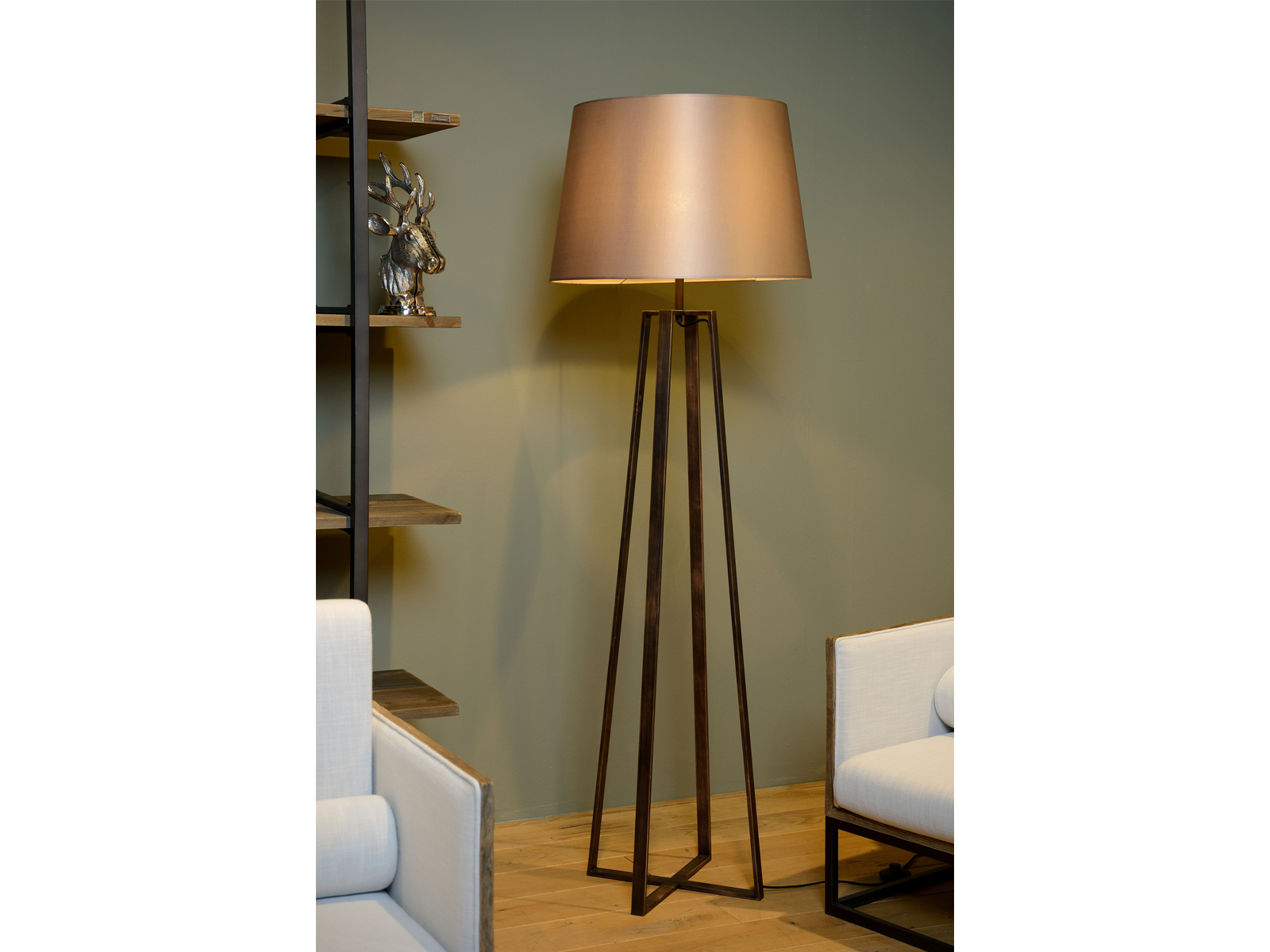 Stolní lampa Coffee, rezavě hnědá, E27, 165cm