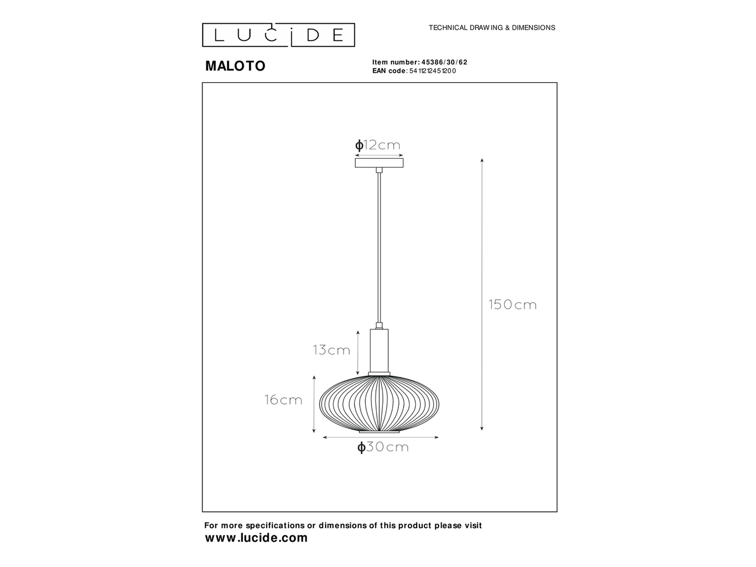 Závěsné svítidlo Maloto jantar, 1xE27, ø30cm