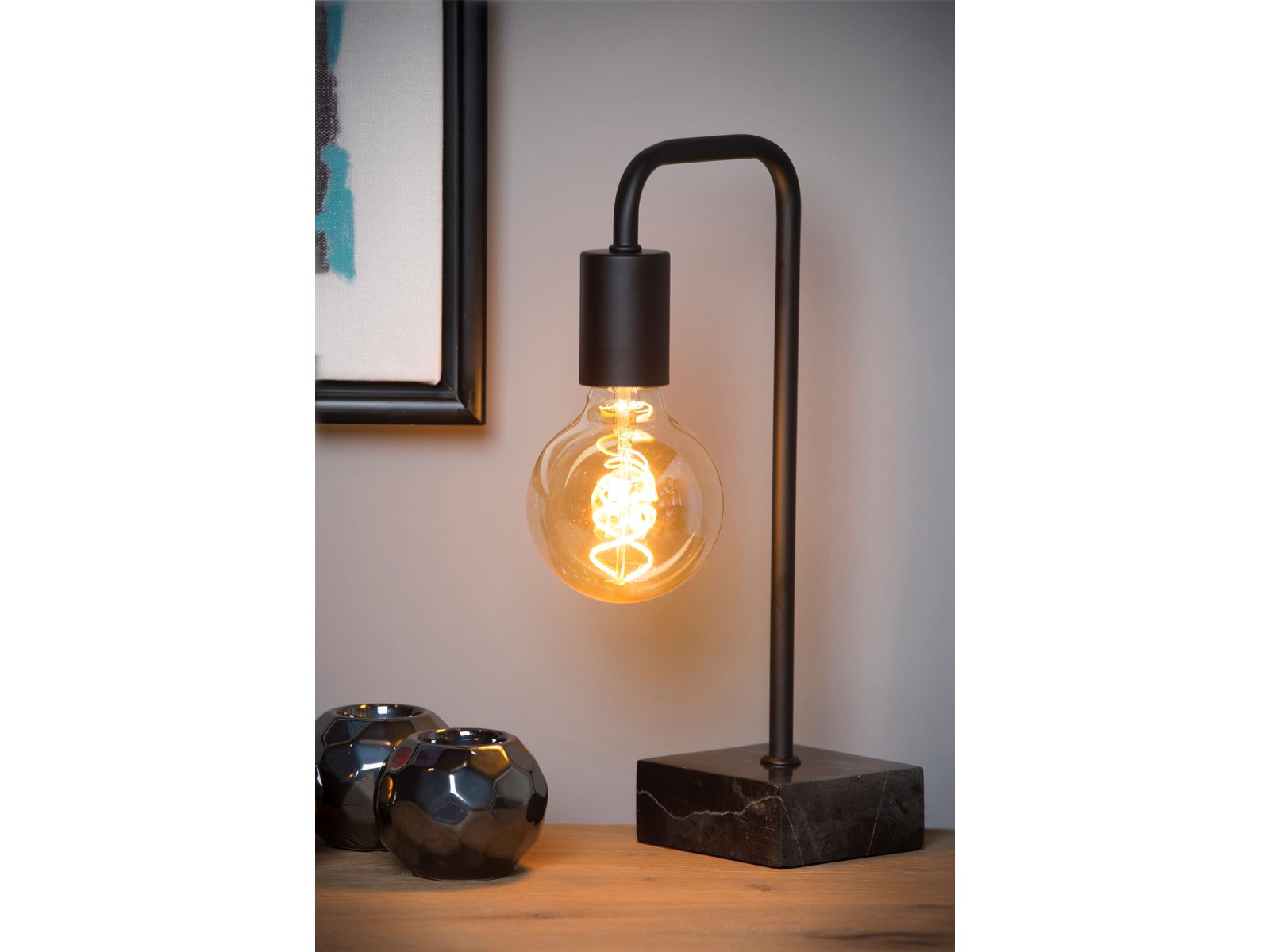 Stolní lampa Lorin, černá, E27, 35cm