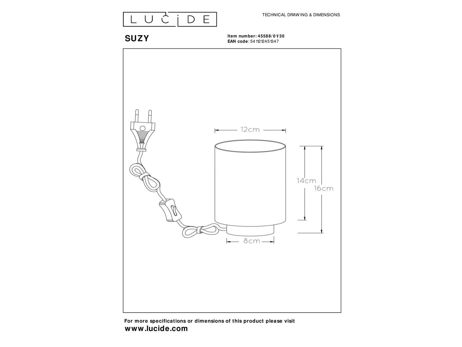 Stolní lampa Suzy, černá, E14, 16cm