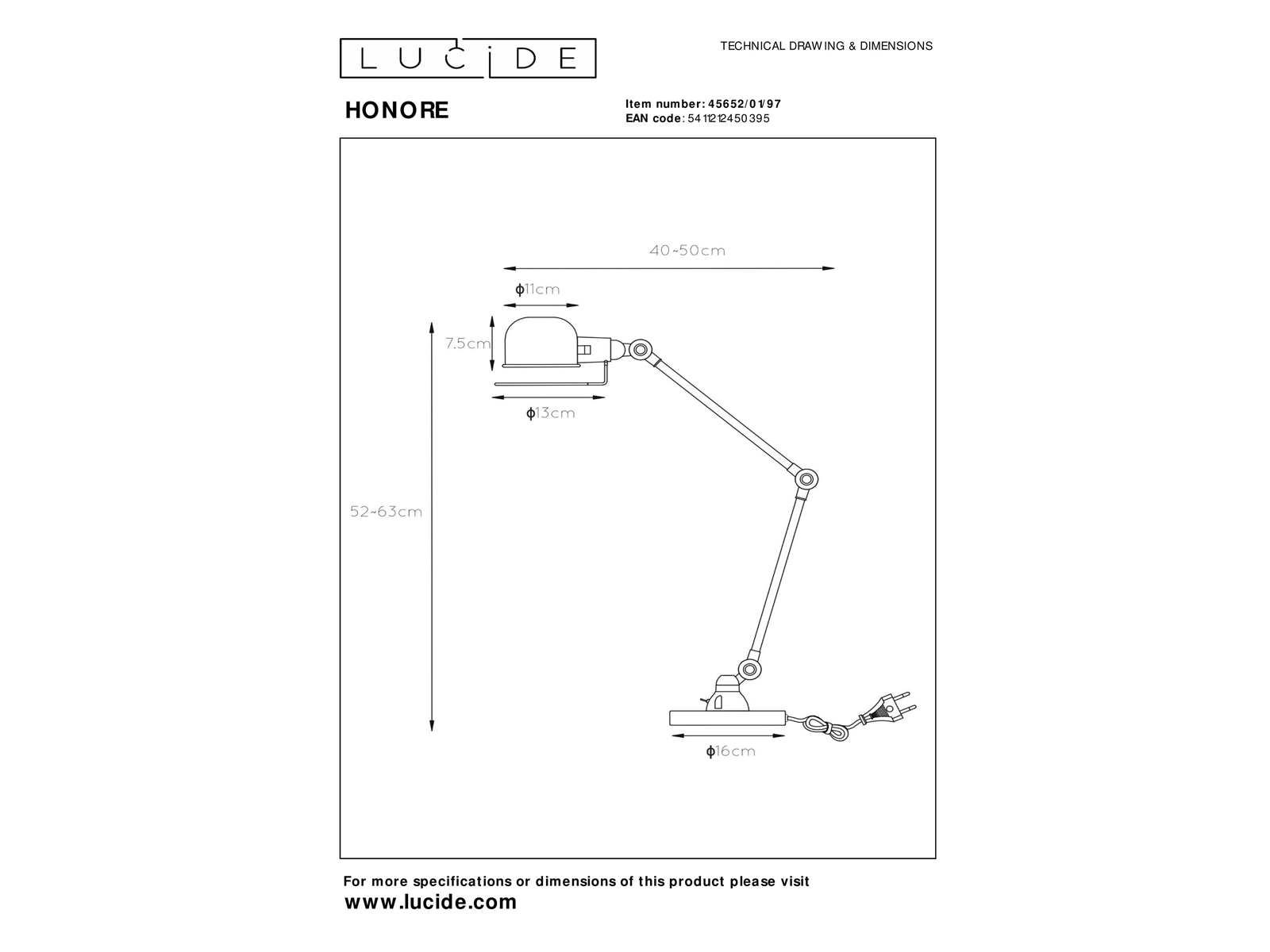 Stolní lampa Honore, rezavě hnědá, E14, 52-63cm