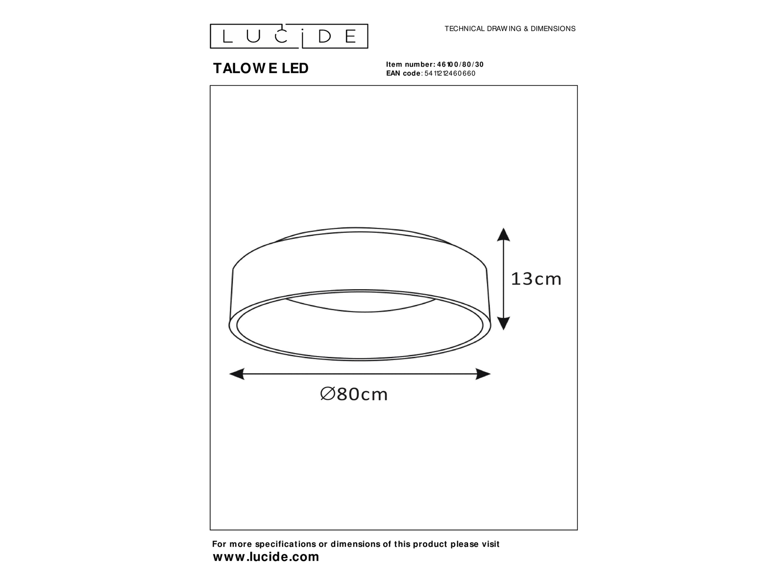 Stropní LED svítidlo Talowe černé, 80W, 3000K, ø80cm