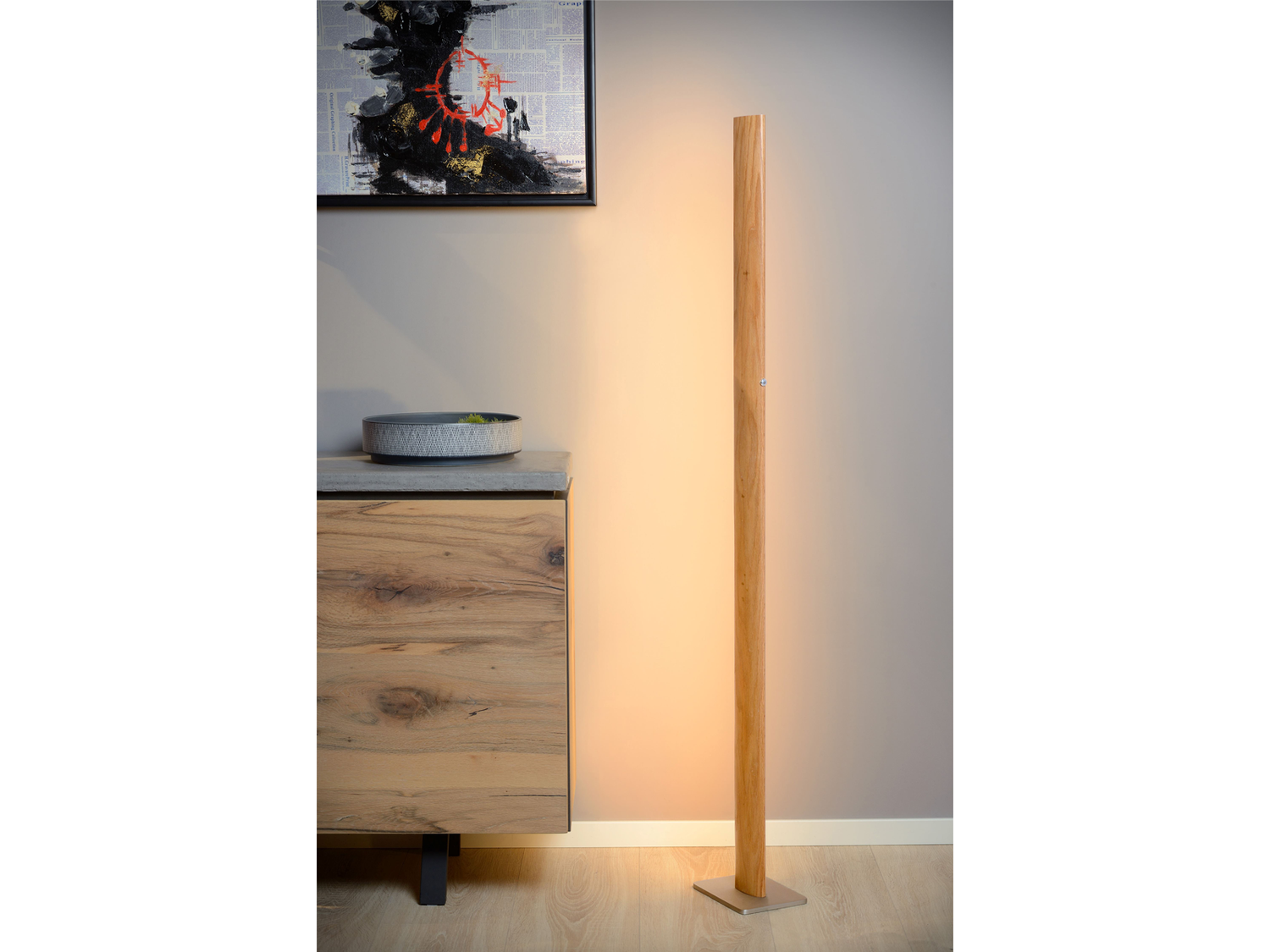 Stojací LED lampa Sytze přírodní, 32W, 3000K, 151cm