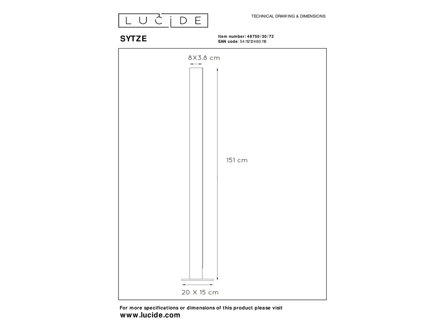 Stojací LED lampa Sytze přírodní, 32W, 3000K, 151cm