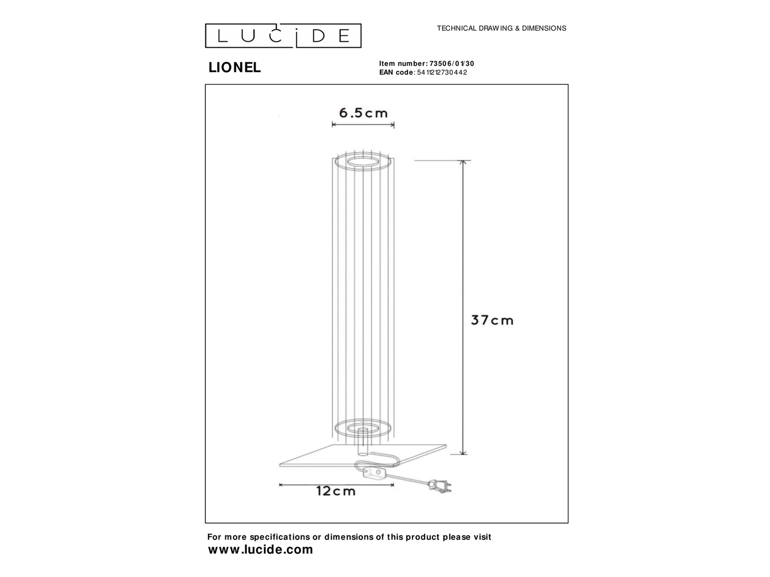 Stolní lampa Lionel černá, E27, 37cm