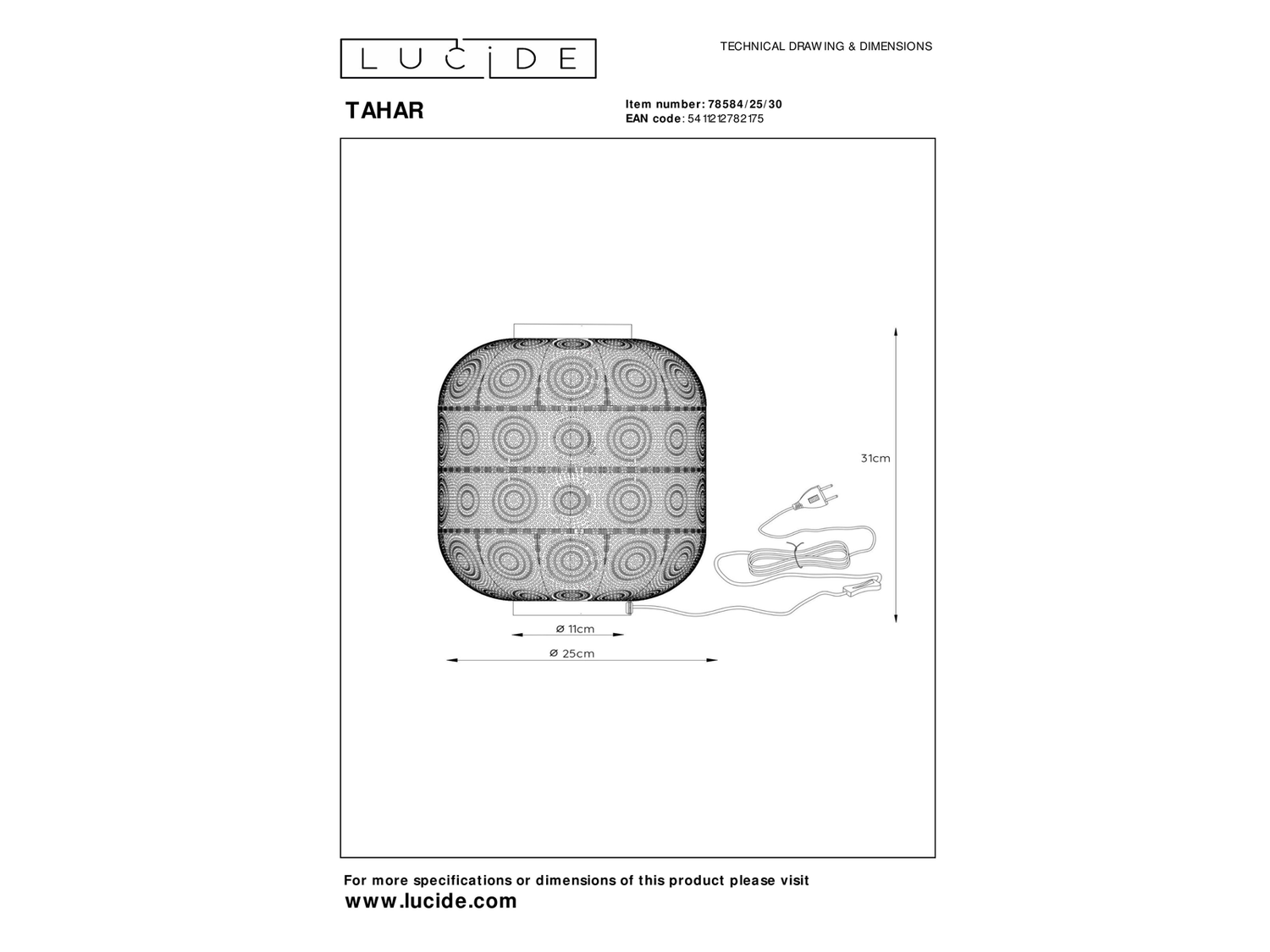 Stolní lampa Tahar, černá, E27, 31cm