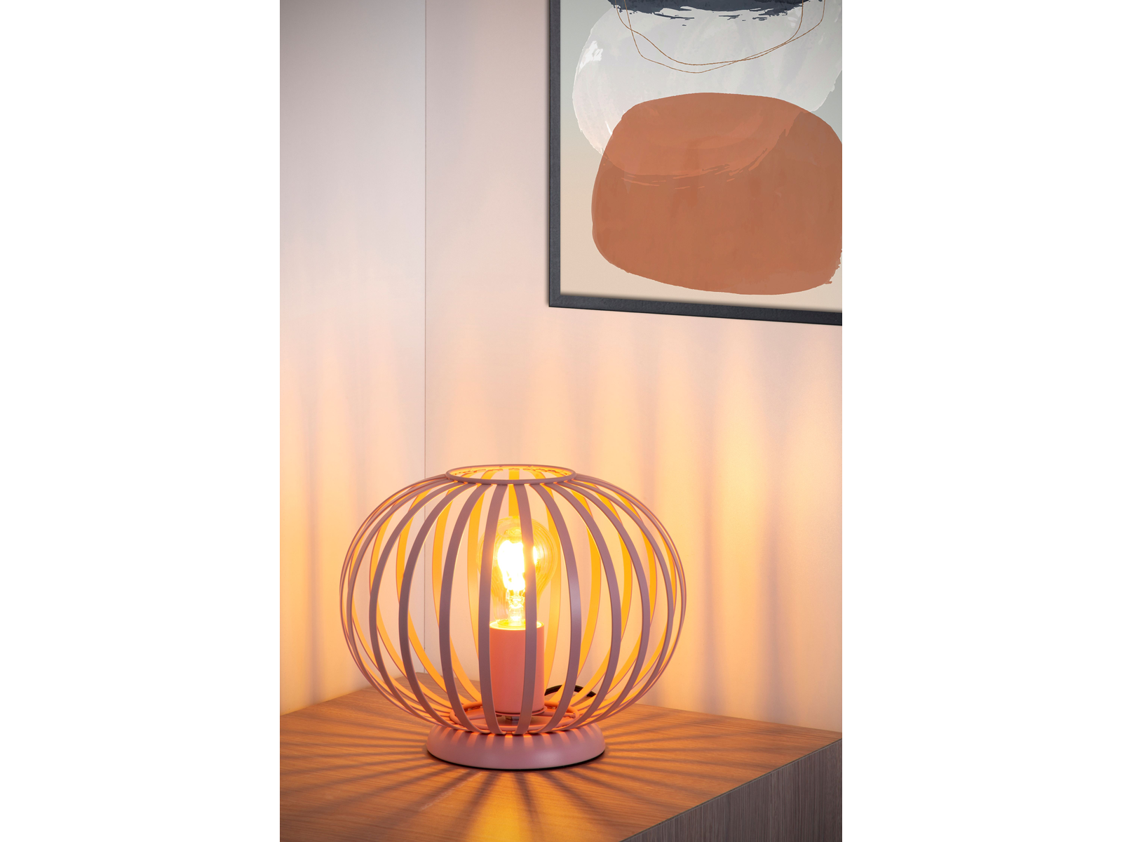 Stolní lampa Merlina, růžová, E27, ø25,5cm