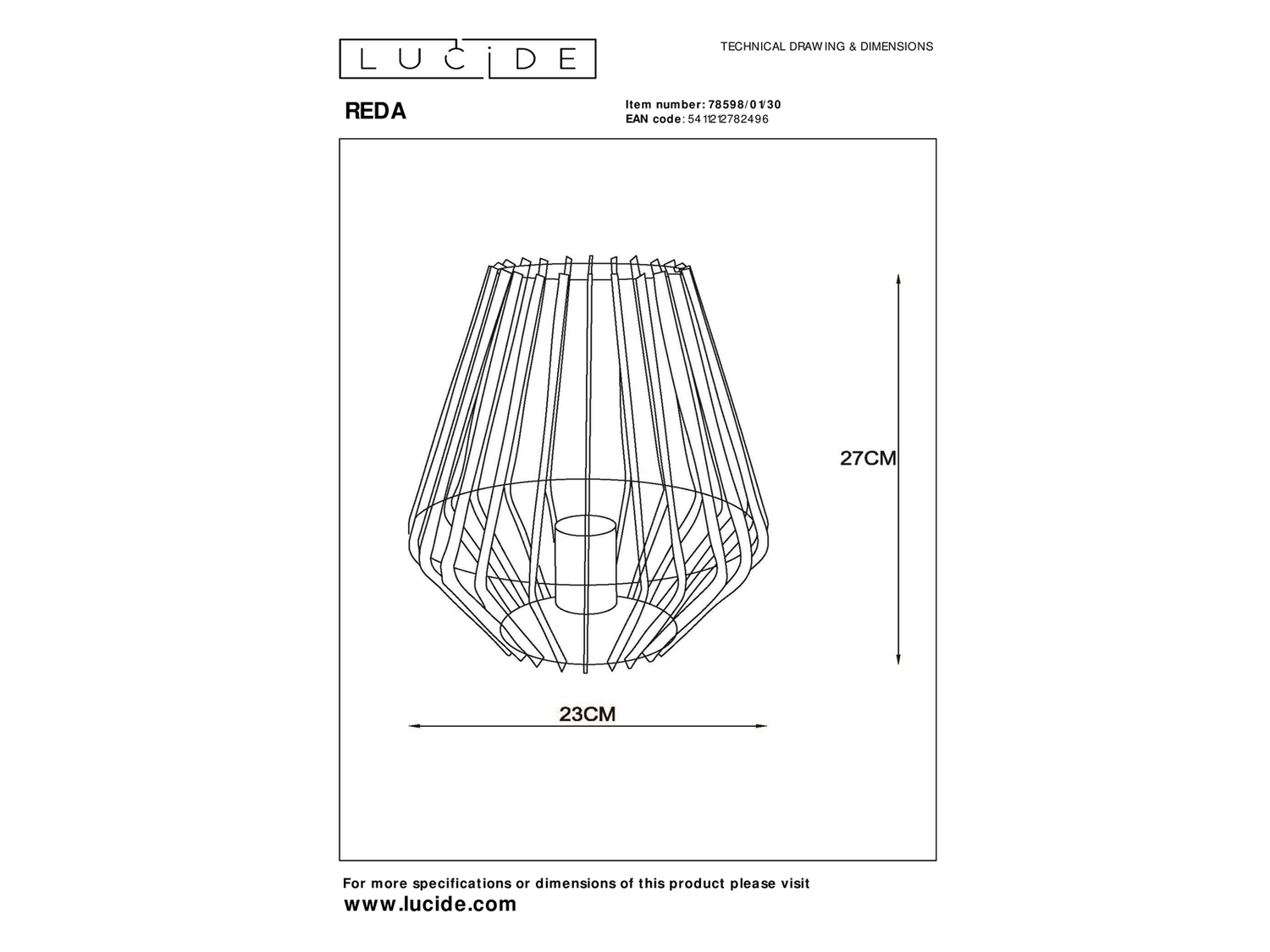 Stolní lampa Reda, černá, E27, 27cm