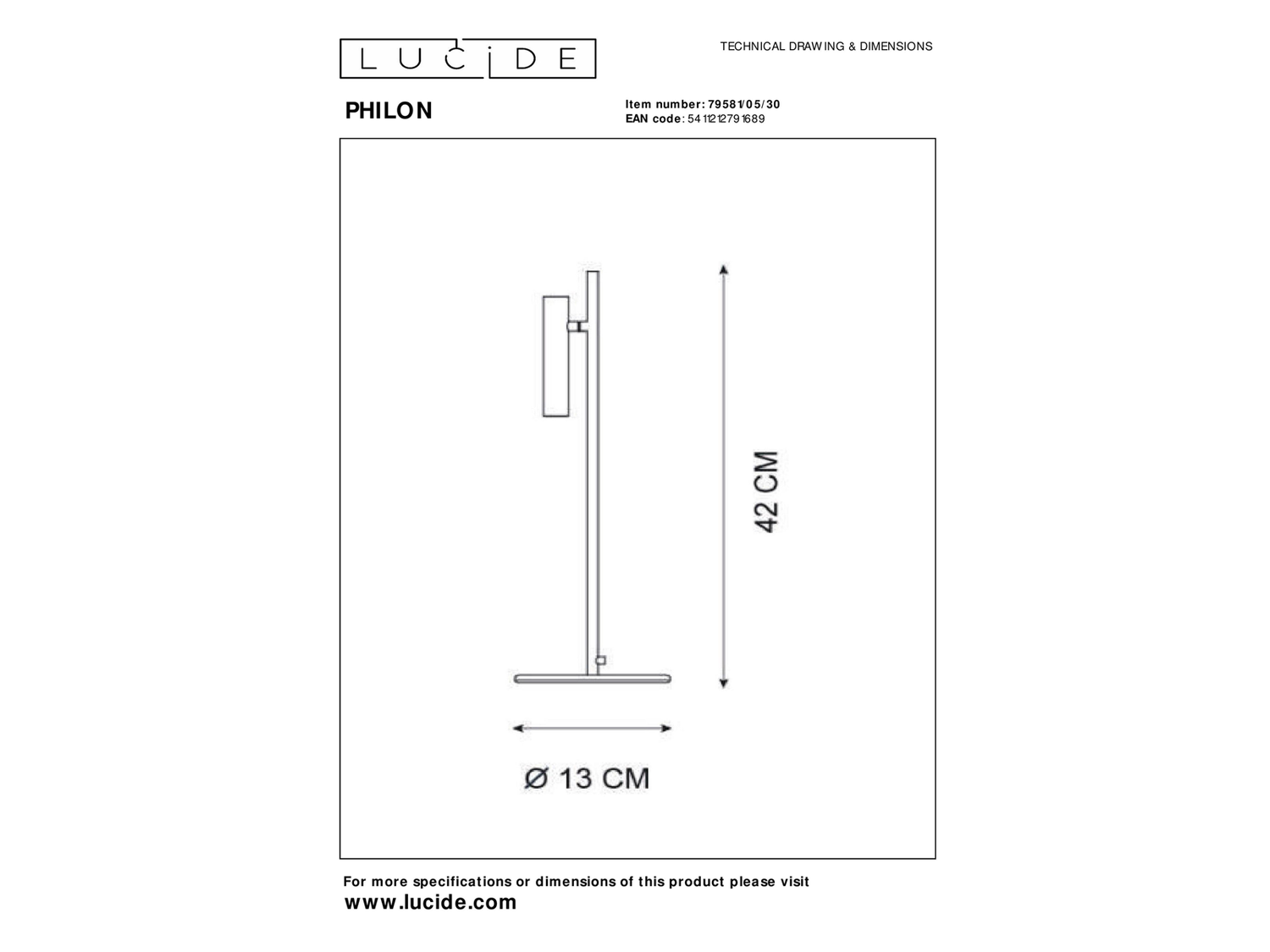 Stolní LED lampa Philon černá, 4,5W, 3000K, 42cm