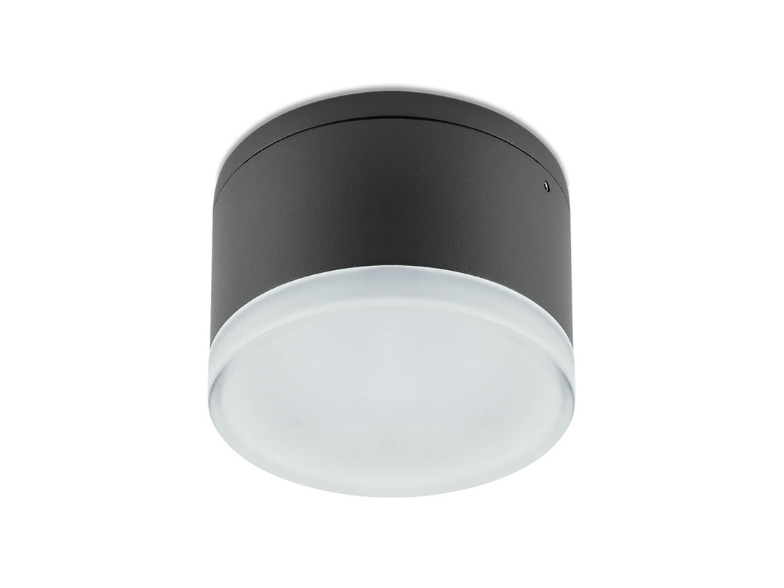 Stropní LED svítidlo Akron tmavě šedé, 9W, 3000K, ø10,8cm, IP54