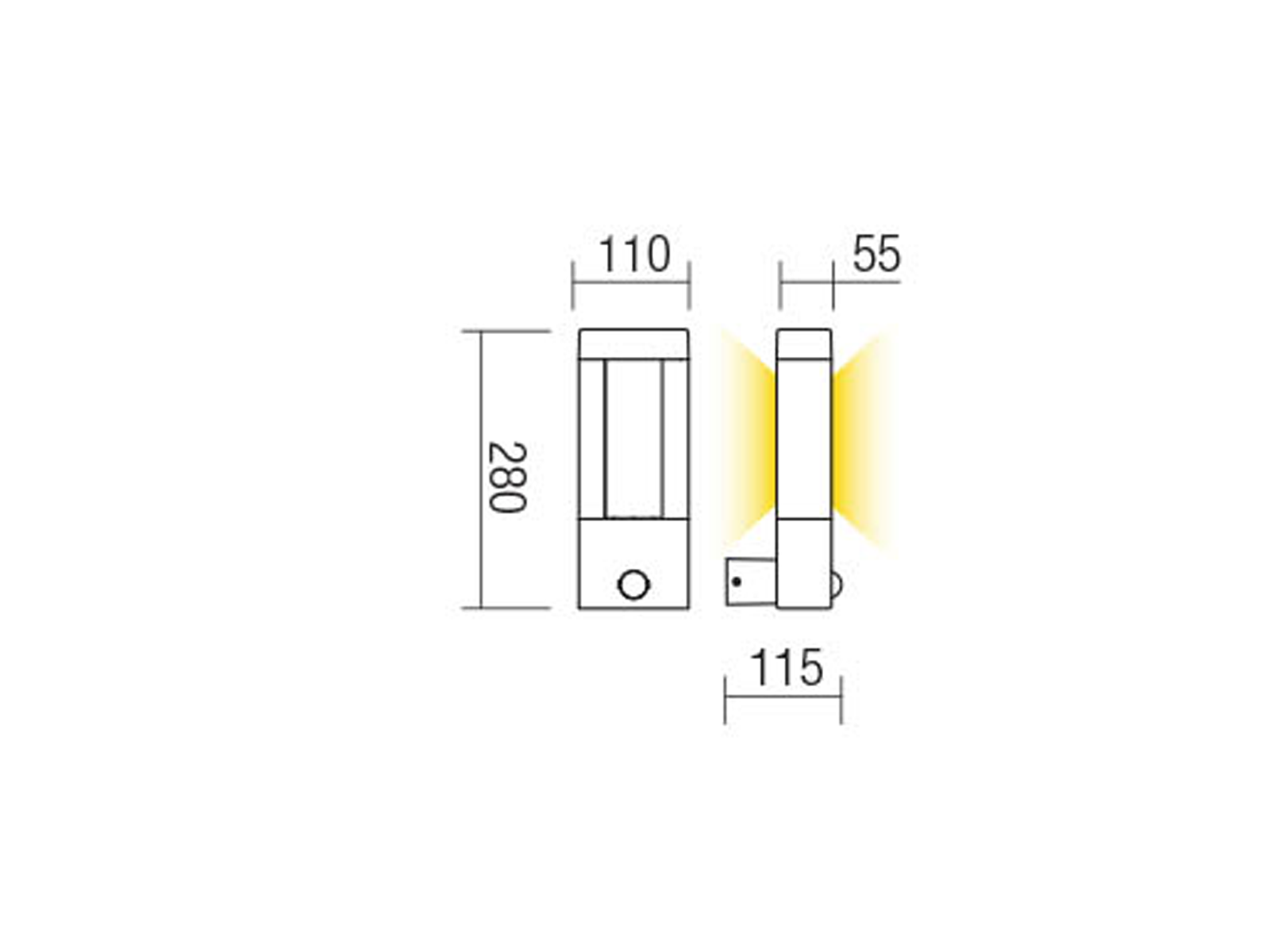 Nástěnné LED svítidlo Dolmen se senzorem pohybu tmavě šedá, 10,70W, 3000K, 28cm