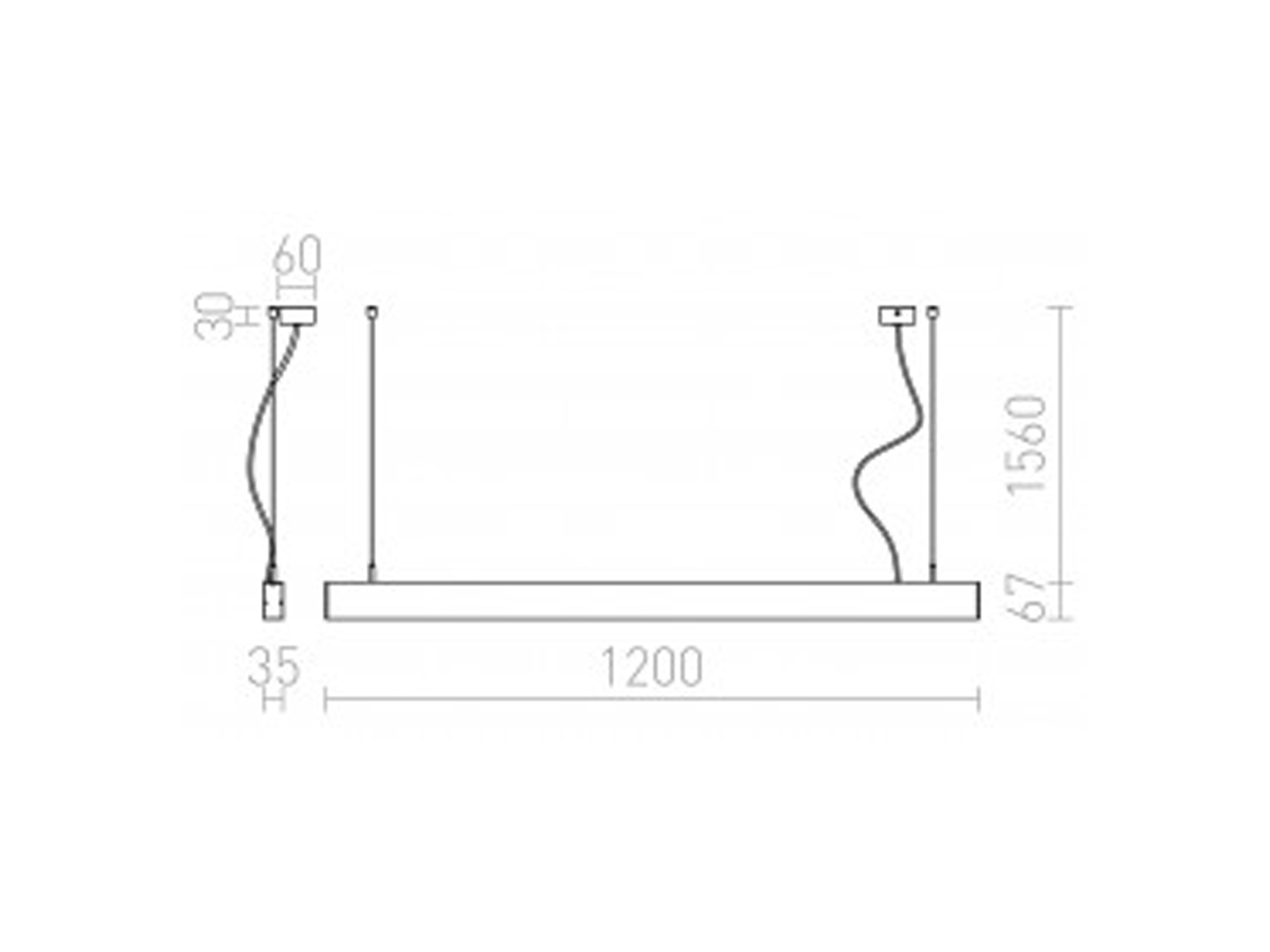 Závěsné LED svítidlo PESANTE 35, černé, 40W, 3000K, 120cm