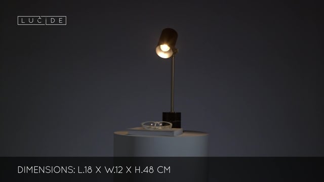 Stolní lampa Brandon, černá/zlatá, E14, 48cm