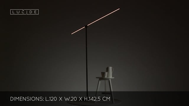 Stojací LED lampa Agena černá, 18W, 2700K, 142,5cm